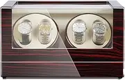 Automatic Watch Winder Pu Leather Box Motor Wooden Rotation Modes(B) LWX