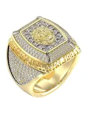 [Guess] Lion Pave Signet Ring 14mm in Gold