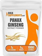 BulkSupplements.com Ginseng Root Extract Powder - Ginseng Supplement, Ginseng Herbal Supplements, Panax Ginseng - Vegan & Gluten Free, 1000mg per Serving, 1kg (2.2 lbs) (Pack of 1)