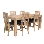 9 Pieces Dining Suite 210cm Large Size Dining Table & 8X Chairs with Solid Acacia Wooden Base in Oak Colour