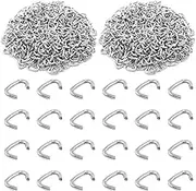(3/8 Hog Rings Assortment Kit) - Swpeet 1000Pcs 1cm Galvanised Hog Rings Assortment Kit, Professional Upholstery Hog Rings Installation Kit for Bungee Shock, Cords, Animal Pet Cages