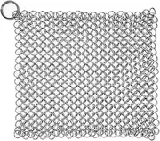 8"x6" 304 Stainless Steel Chainmail Scrubber for Cleaning Cast Iron Pan Pre-Seasoned Pan Dutch Ovens Waffle Iron Pans Grill Skillet