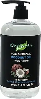100% Pure Organic Fractionated Coconut Oil 100ml, 200ml to 20L - Coconut Scented (With Pump Included, 500ml)