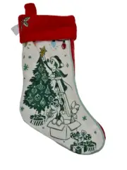 Disney Store Parks Christmas Stocking Mickey Mouse Pluto Chip N Dale Red Green