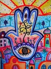 5D Diamond Painting Abstract Flowers Hamsa Kit