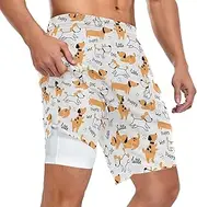 [ZZXXB] Terrier Dog Poodle Athletic Shorts for Men with Pockets 2 in 1 Quick Dry Running Shorts S-3XL