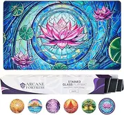 MTG Playmat 24x14 Inches – Magic The Gathering Playmat with Original Handcrafted Art, Non-Slip TCG Playmat with Rubber Bottom and Stitched Edges, Commander TCG Rollable & Foldable Card Mat (Pink)