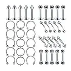 40 Pieces Nose Lip Tongue Eyebrow Tragus Navel Belly Ring Piercings