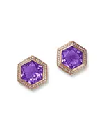 Bloomingdale's Fine Collection Amethyst & Diamond Bezel Stud Earrings in 14K Rose Gold