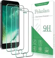 Pokolan [3 Pack] Screen Protector for iPhone 8 Plus, 7 Plus, 6S Plus, 6 Plus Tempered Glass, 9H Hardness, Anti-Scratch, Bubble-Free, Easy to Install