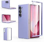 [Foluu] Case for Samsung Galaxy Z Fold 6, with Front Built-in Tempered Glass, Ultra Thin Folable Matte PC with Non-Slip Grip, Protective Case for Samsung Galaxy Z Fold6 5G 2024 (Purple)