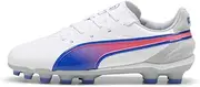 HG/AG+Mid Jr 108049 Soccer Cleats, Soccer Shoes, Children's Shoes, Athletic Shoes, Kids, King, Match, 24 Fall/Winter Colors Puma White/Blue Masing/Flat Light Gray (02), 22.0 cm