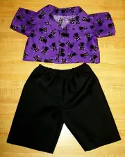 BLACK+PURPLE HALLOWEEN WITCH'S CAT SHIRT+PANTS for 16" CPK Cabbage Patch Kids