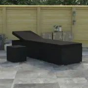 Garden Sun Lounger With Table Cushions Adjustable PE Rattan Chaise Lounge Chair