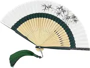 [PHAVN] Chinese Style Classical Ink Painting Bamboo Fan, Men's And Women's Cotton And Linen Craft Gift Folding Fan