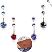 [ZZHDCC] G23 Titanium Belly Button Rings 14G Internally Threaded Belly Ring Round Clear Belly Button Ring for Women Men 10 MM Colorful Grade 23 Titanium Belly Button Piercing Belly Jewelry Gift