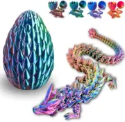 Articulated 3D Printed Crystal Dragon in Egg - Fantasy Collectible Decor