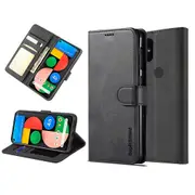 For Google Pixel 4A 5G Case SupRShield Wallet Leather Flip Magnetic Stand Case Cover (Black)