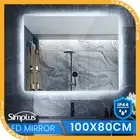 Simplus LED Light Bathroom Mirror Wall Mounted Vanity Makeup Anti-Fog 100x80cm