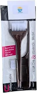 Nisha Natural Henna Based Hair Color Powder, Brown, Black, Burgundy Red Pack of 2 With Brush Set (4 pcs Hair Dye Brush)