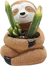 Cute Sloth Animal Planter, Resin Pot for Indoor Outdoor Garden Succulents, Cactus and Other Small Plants