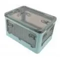 (Blue)Small Foldable Plastic Storage Box Stackable Storage Bin With Lid For C TU