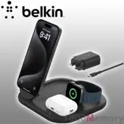 Belkin Boost Charge 3-in-1 Magnetic Foldable Wireless Charger Pad Qi2 15W Black