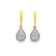 9ct Gold Diamond Pear Shaped Drop Earrings