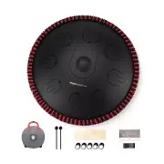 MOOZICA Steel Handpan Tongue Drum, 14 Inches 17 Notes in D Minor with Octave ...