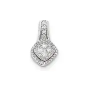 14k White Gold Real Diamond Polished Pendant