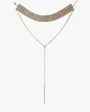 Crystal Wide Choker Fine Lariat Necklace