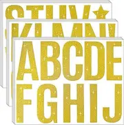 Waynoda 155 Pcs 15 Sheets Glitter Bulletin Board Letters 4 Inch Letter Stickers for Poster Board Stick on Letters for Bulletin Board Display Classroom School Home Decor(Gold)