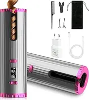 Automatic Curling Iron Cordless Curler Electric Portable with USB Type-C Charging & European Adapter, 5000 mAh Rechargeable Battery, Curling Irons with 6 Temperature Levels & Timer