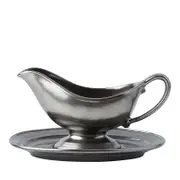 Juliska Pewter Stoneware Sauce Boat and Stand