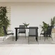 VRAXO 5 Piece Garden Dining Set Black Steel and Textilene -37.45KG,3200692