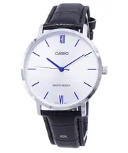 Casio Quartz White Dial Leather Strap Analog MTPVT01L7B1 Water-Resist Mens Watch