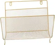 HOMSFOU Wall Mounted Iron Art File Organizer Decorative Book Storage Rack for Home Office Stylish Magazine Holder Capacity Wall Shelf for Books Documents