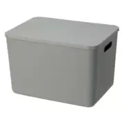 YBM Home Stackable Plastic Storage Bins with Lids Small Household, Grey