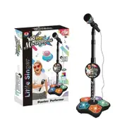 Karaoke Microphone Singing Toy with Stand,Flashing lights,Amplifying Music Bracket Perfect for parties,playdates,aspiring young singers