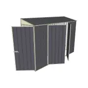 Build-a-Shed 0.8 x 3 x 2m Single Hinged Door Shed with Double Hinged Side Doors - Grey
