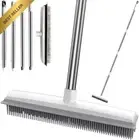 Pet Hair Removal Rubber Broom, 2-in-1 Floor Brush with Squeegee Edge