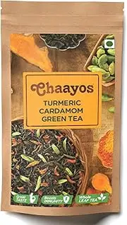 Chaayos Turmeric Cardamom Green Tea | Whole Leaf Loose Tea | Immunity Boosting - 100g [50 Cups] | Cardamom Tea | Green Tea | Antioxidant Green Tea | Organic Green Tea