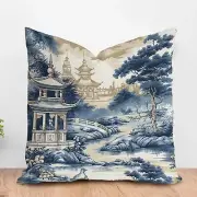 ArogGeld Oriental Ancient Pagoda China Garden Farmhouse Throw Pillows Aqua Teal