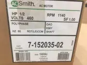 AO SMITH 7-152035-02 1/2 HP ELECTRIC MOTOR 460/60/3 1140 RPM 1 SPEED 205342