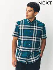 Blue Gingham Check Short Sleeve Shirt (AY3421) | $51