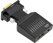 VGA to HDMI Adapter Adapter, VGA Source to HDMI Display Converter with 3.5mm Audio Port, VGA in Female HDMI 1080p Video Dongle Adaptador for Computer,Laptop,Projector