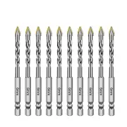 10PCS 6mm Hex Shank High-Strength Eccentric Twist Drill Bits Skewed Head 6mm Cutting Diameter for Tile/Glass/Metal/Wood/
