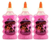 3 Pack Elmers Classic Glitter Glue Pink 6 Oz Each Washable Non-Toxic Craft Slime