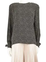 Black Silk Printed Pattern Blouse