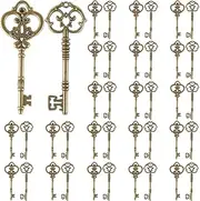 40Pcs Antique Skeleton Keys, Antique Vintage Bronze Key, Decorative Vintage Key, Portable Bulk Skeleton Set, for Weddings Crafts Decoration Favor, Gifts